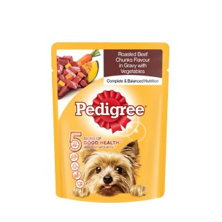 Pedigree Roasted Beef Chunks Flavor in Gravy with Vegetables 80g Dog Wet Food