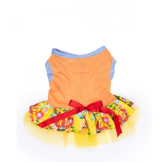 Pawsh Couture Tri Layer Happy Leaves Yellow Pet Dress