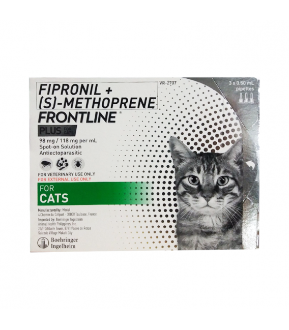 Frontline Plus Flea & Tick Spot On for Cats (0.50ml x 3 pipettes) Pet