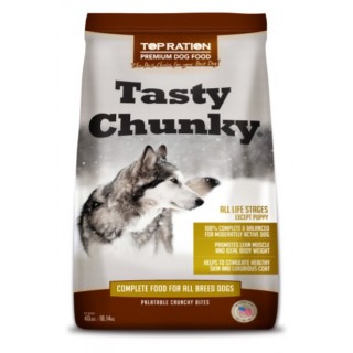 Top Ration Tasty Chunky for Adult & Mature Maintenance 40lbs Premium Dry Dog Food