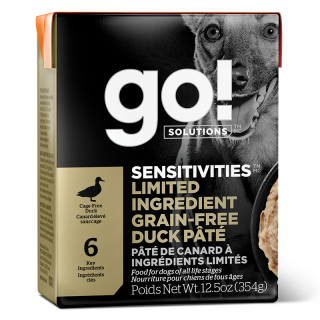 Go! Sensitivities Limited Ingredient Grain-Free DUCK PATE 354g (12.5oz) Tetra Pak Dog Wet Food/Toppers