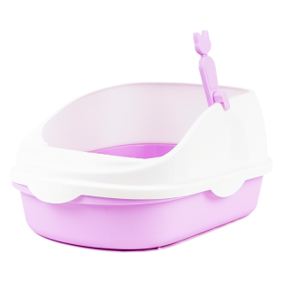 Simple Purple High Back Open-Top Cat Litter Box with Scoop