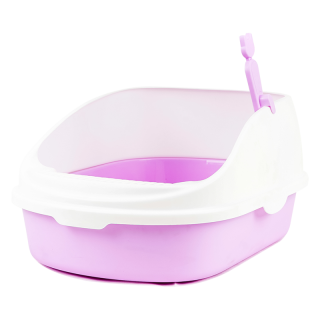 Simple Purple High Back Open-Top Cat Litter Box with Scoop
