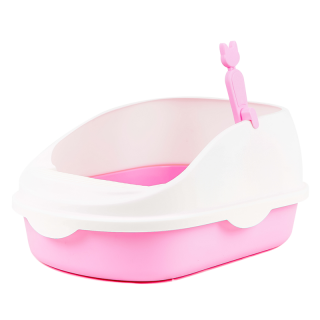 Simple Pets Pink High Back Open-Top Cat Litter Box with Scoop
