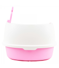 Simple Pink High Back Open-Top Cat Litter Box with Scoop