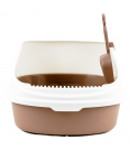 Simple Brown High Back Open-Top Cat Litter Box with Scoop