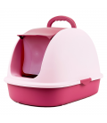 Simple Pink Flip Top Enclosed Cat Litter Box