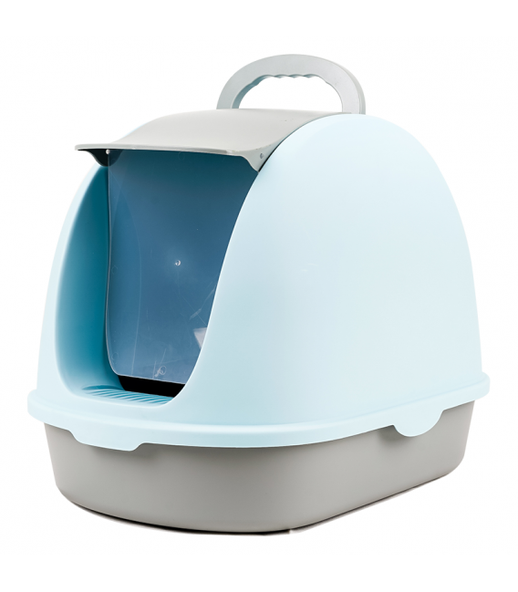 Simple Blue Flip Top Enclosed Cat Litter Box with Scoop Pet Warehouse