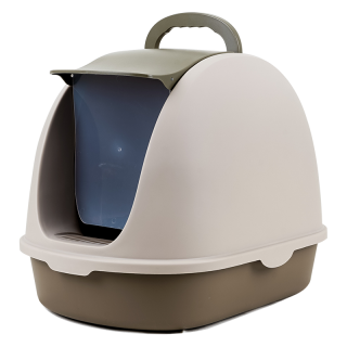 Simple Pets Brown Flip Top Enclosed Cat Litter Box with Scoop