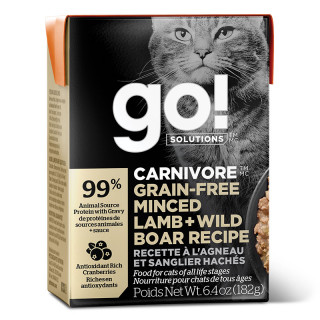 Go! Solutions Carnivore Grain-Free Minced Lamb + Wild Boar Recipe 182g Cat Wet Food/Toppers