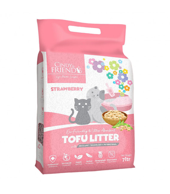 Cindy and Friends Ultra Absorbent Tofu Strawberry 7L Cat Litter