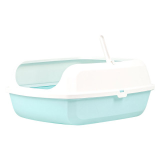 Simple Pets Blue Open Top Cat Litter Box with Rim and Scoop
