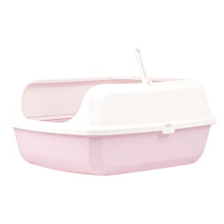 Simple Pets Pink Open Top Cat Litter Box with Rim and Scoop