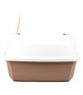 Simple Brown Open Top Cat Litter Box with Rim and Scoop
