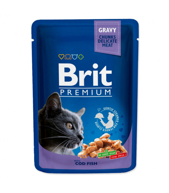 Brit Premium Meat Fillets in Gravy with Cod Fish 100g Cat Wet Food