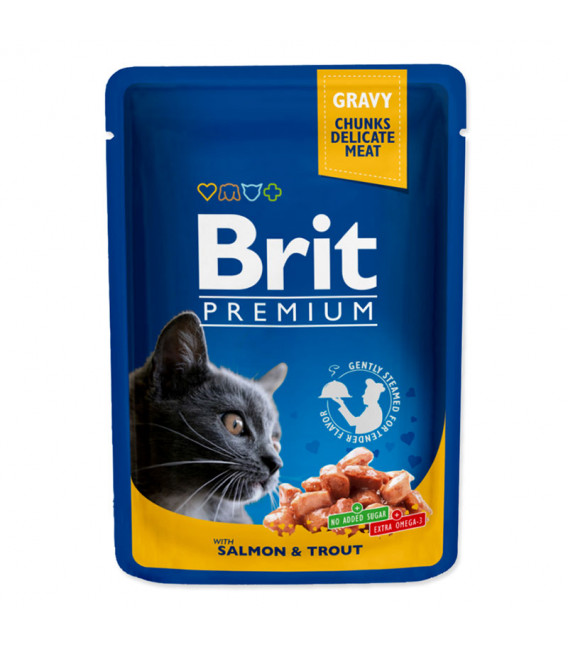 Brit Premium Meat Fillets in Gravy with Salmon & Trout 100g Cat Wet Food