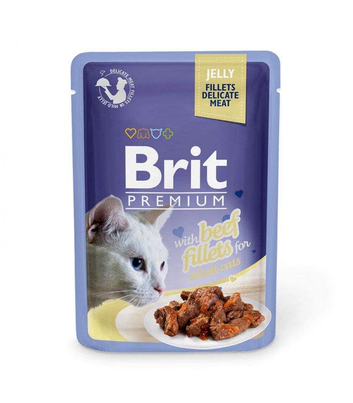 Brit Premium Jelly Fillet with Beef 85g Cat Wet Food Pet Warehouse