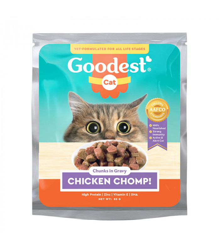 Goodest Cat Chicken Chomp Chunks in Gravy 85g Cat Wet Food Pet