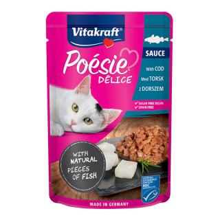 Vitakraft Poesie Deli Sauce with Delicious COD in a Fine Sauce 85g Grain-Free Cat Wet Food