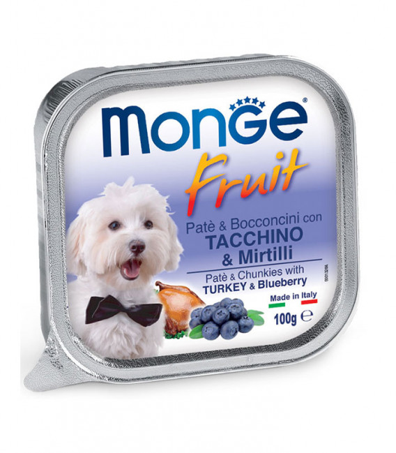 Monge Fruit Pate & Chunkies with Turkey & Blueberry 100g Dog Wet Food