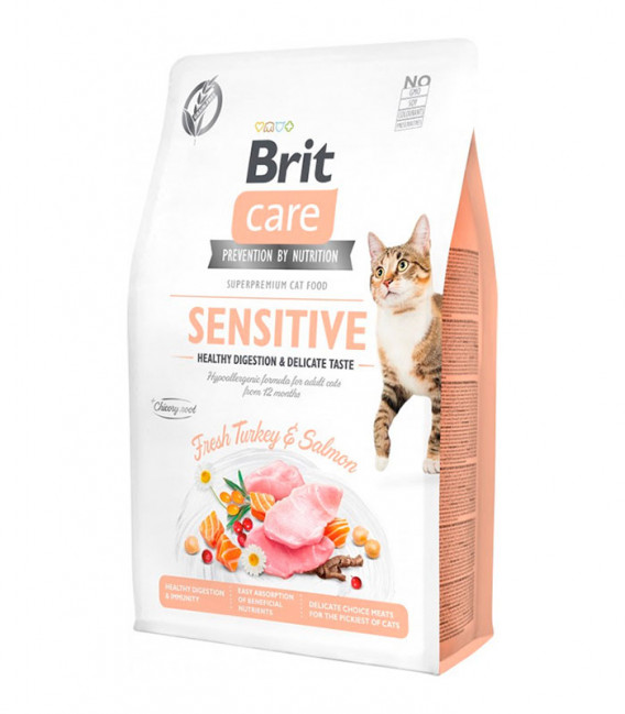 Brit Care Grain-Free Sensitive Healthy Digestion & Delicate Taste Fresh Turkey & Salmon 2kg Cat Dry Food