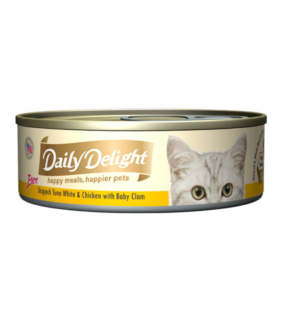 Daily Delight Pure Skipjack Tuna White & Chicken with Baby Clam 80g Cat Wet Food