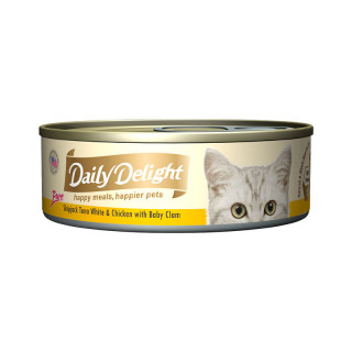 Daily Delight Pure Skipjack Tuna White & Chicken with Baby Clam 80g Cat Wet Food