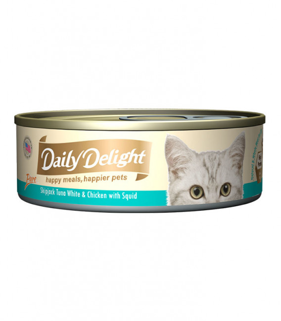 Daily Delight Pure Skipjack Tuna White & Chicken with Squid 80g Cat Wet Food