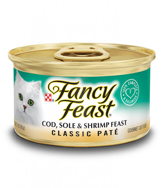 Fancy Feast Classic Pate Cod, Sole & Shrimp Feast 85g Cat Wet Food