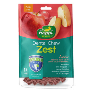 Happi Doggy Dental Chew Zest Apple Petite Size 150g Dog Treats