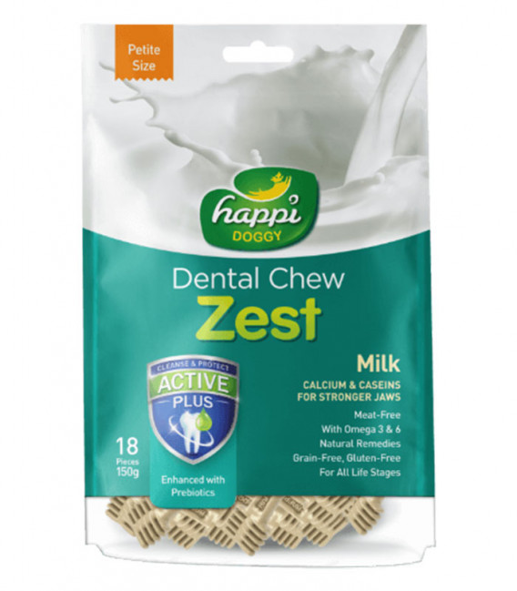 Happi Doggy Dental Chew Zest Milk Petite Size 150g Dog Treats