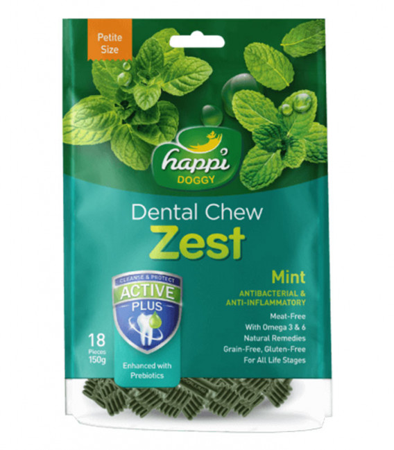 Happi Doggy Dental Chew Zest Mint Petite Size 150g Dog Treats