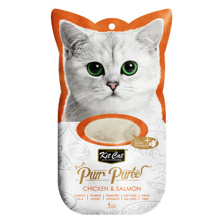 Kit Cat Purr Puree Chicken & Salmon 4 x 15g Grain-Free Cat Food Toppers/Treats