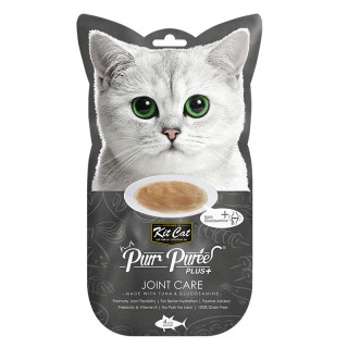 Kit Cat Purr Puree Plus+ Tuna & Glucosamine - Joint Care 4 x 15g Grain-Free Cat Food Toppers/Treats