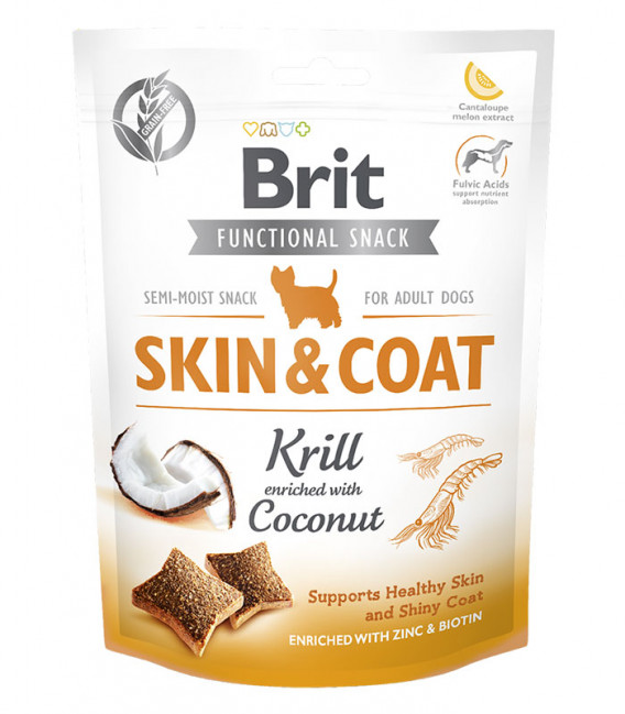 Brit Care Functional Semi-Moist Snack Skin & Coat Krill Enriched with Coconut 150g Dog Treats