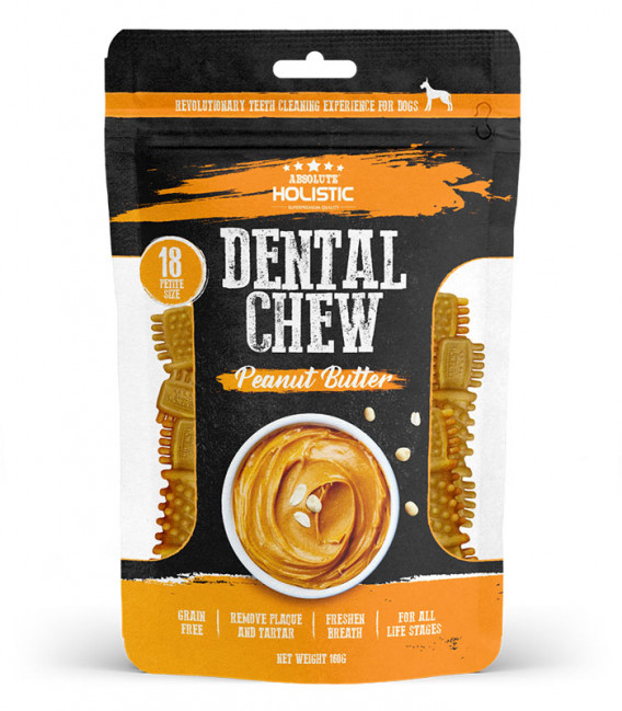 Absolute Holistic Dental Chew Peanut Butter Petite Size 160g Dog Treats