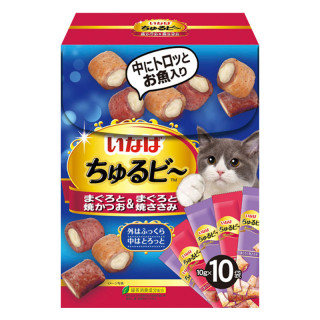 Inaba Churubee Mixed Maguro & Grilled Chicken with Vitamin E & Green Tea Grain-Free 10g x 10 Sticks Cat Treats (QSC-275)
