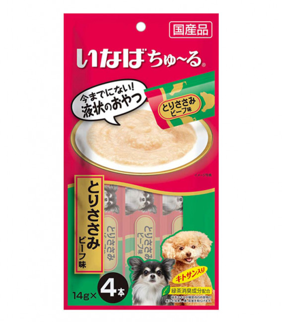 Inaba Churu Chicken Fillet with Vitamin E & Green Tea Grain-Free 14g x 4 Sticks Dog Treats