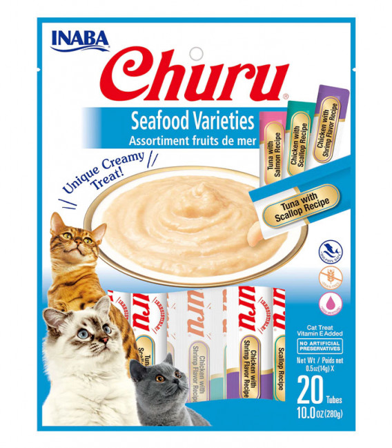Inaba Churu Varieties with Vitamin E & Green Tea Grain-Free 14g x 20 Tubes Cat Treats