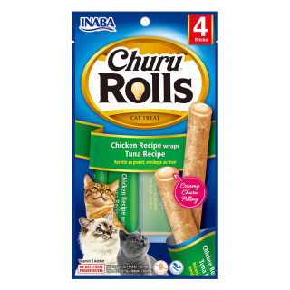 Inaba Churu Rolls with Vitamin E & Green Tea Grain-Free 10g x 4 Sticks Cat Treats