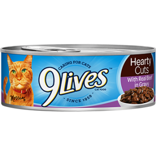 9 Lives Hearty Cuts with Real Beef in Gravy 156g Cat Wet Food