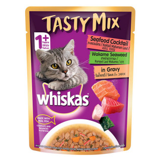 Whiskas Tasty Mix Seafood Cocktail and Wakame Seaweed in Gravy 70g Cat Wet Food