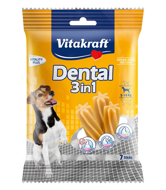 Vitakraft Dental 3-in-1 (5-10kg) 120g x 7 Sticks Dog Treats