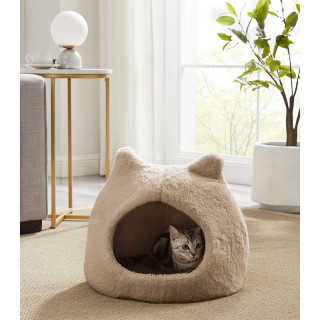 Best Friends by Sheri Meow Hut Wheat Fur Pet Bed
