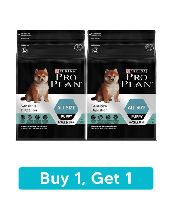 Purina Pro Plan Puppy Sensitive Digestion 2.5kg Lamb & Rice Formula Dog Dry Food Buy 1, Get 1 Free