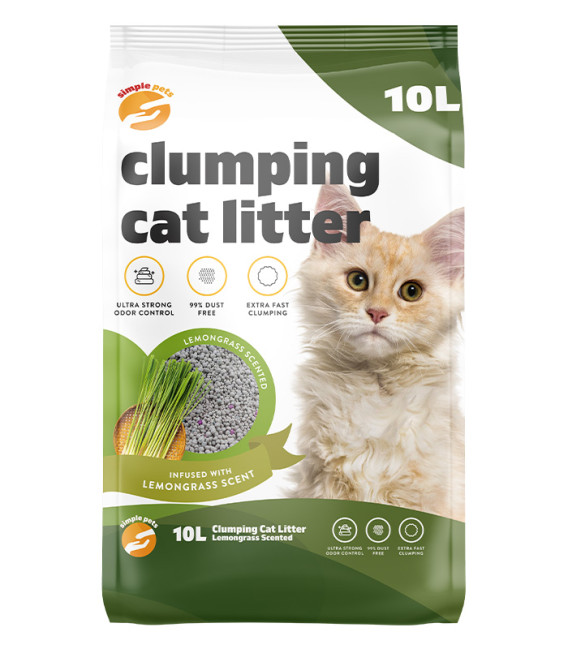 Simple Pets Lemongrass Clumping Cat Litter 10L (8kg)