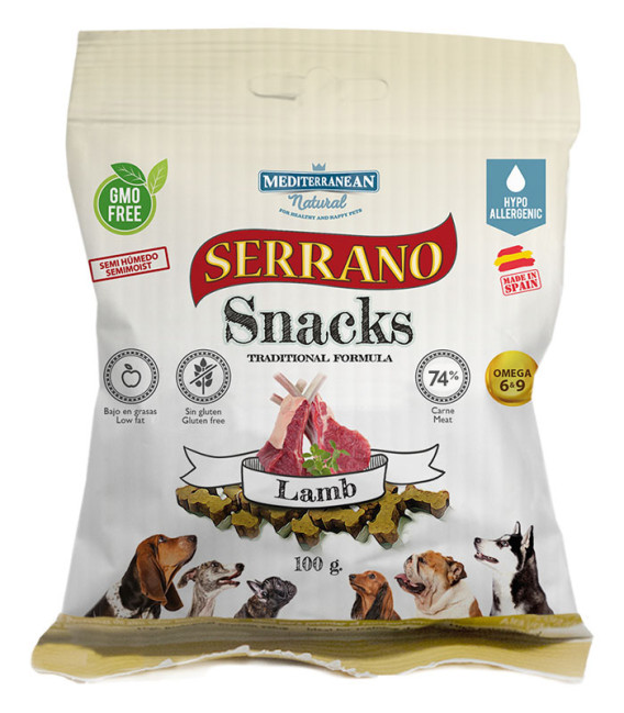 Mediterranean Natural Serrano Snacks Semi-Moist Lamb 100g Dog Treats