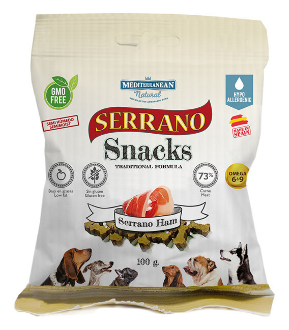 Mediterranean Natural Serrano Snacks Semi-Moist Serrano Ham 100g Dog Treats