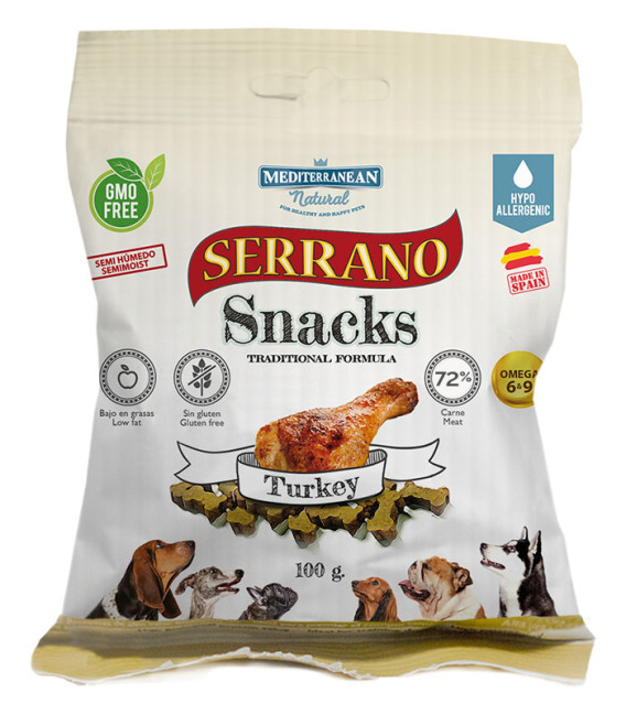 Mediterranean Natural Serrano Snacks Semi-Moist Turkey 100g Dog Treats