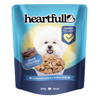 Heartfull Beef Chunks Flavor in Gravy Pouch 100g Dog Wet Food